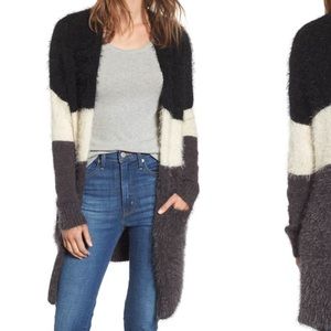 NWOT Woven Heart Colorblock Eyelash Cardigan XS
